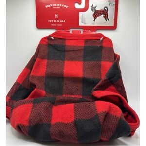 NWT‎ Wondershop at Target Medium Black Red Buffalo Checker Pet Pajamas